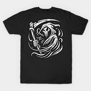 Grim Reaper Tribal Tattoo Style Skull T-Shirt